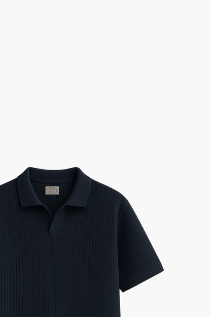 Quad Vertical Rib Drop Needle Polo